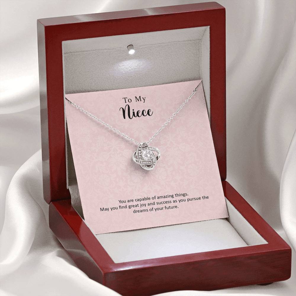 To My Niece Joy and Success Love Knot Necklace To My Niece Joy and Success Love Knot Necklace