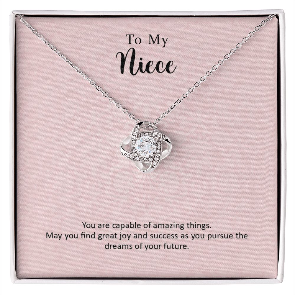 To My Niece Joy and Success Love Knot Necklace To My Niece Joy and Success Love Knot Necklace