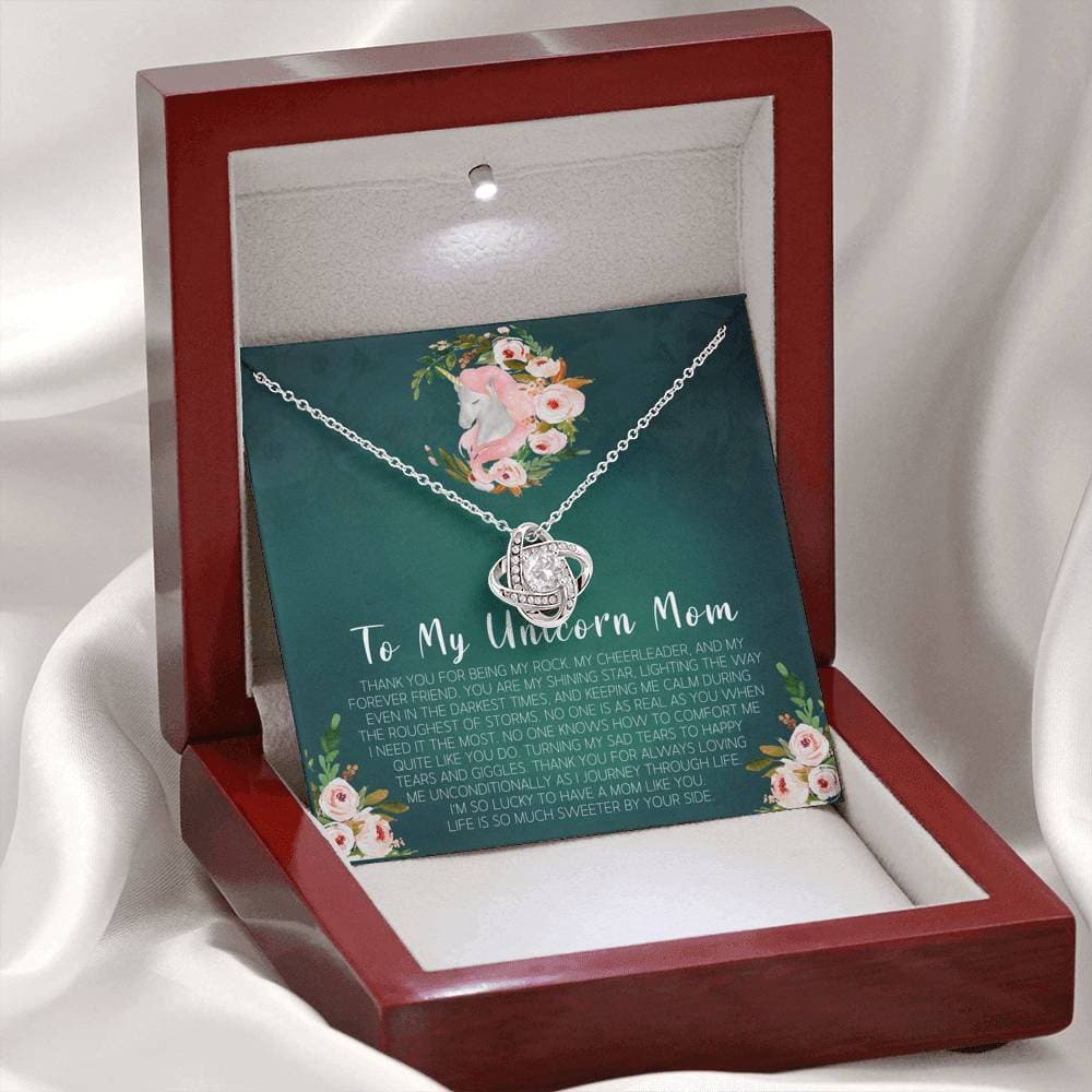 To My Unicorn Mom Love Knot Necklace To My Unicorn Mom Love Knot Necklace