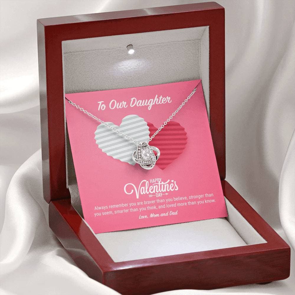 To Our Daughter Valentine's Day Love Knot Necklace To Our Daughter Valentine's Day Love Knot Necklace