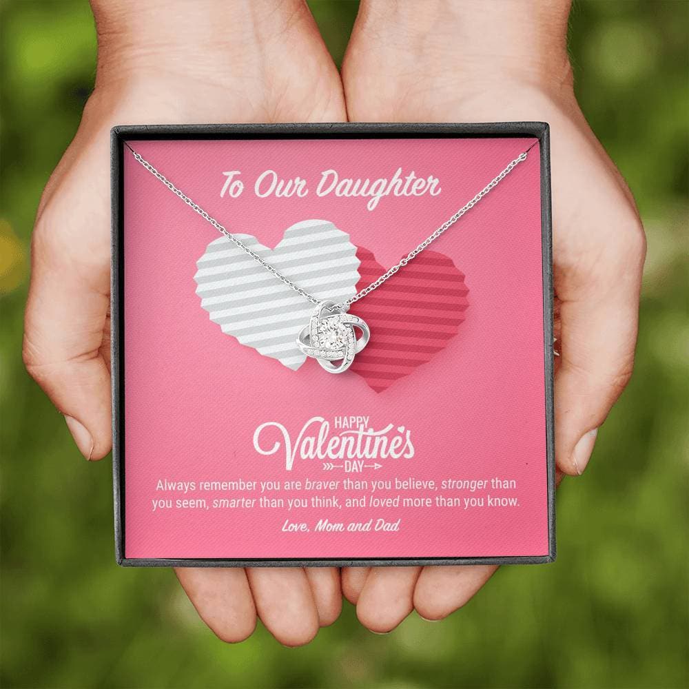 To Our Daughter Valentine's Day Love Knot Necklace To Our Daughter Valentine's Day Love Knot Necklace
