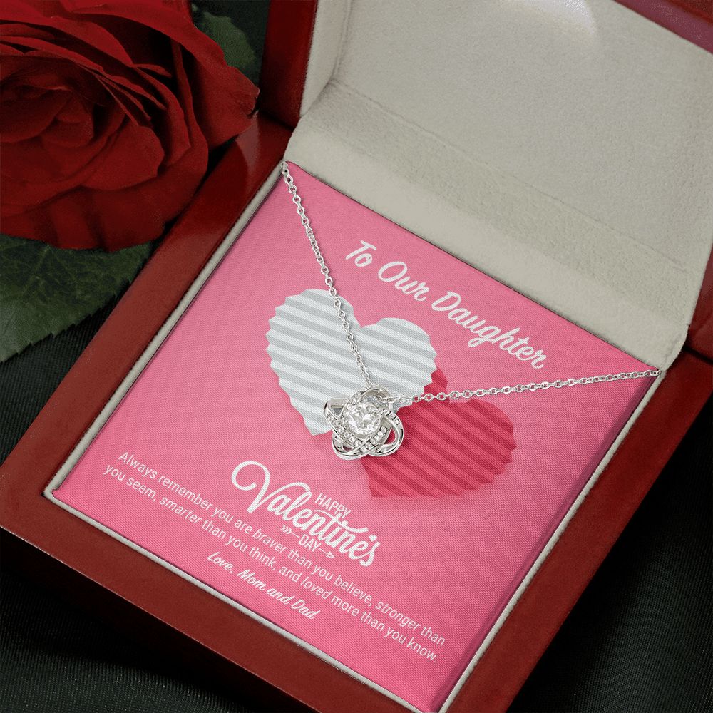 To Our Daughter Valentine's Day Love Knot Necklace To Our Daughter Valentine's Day Love Knot Necklace