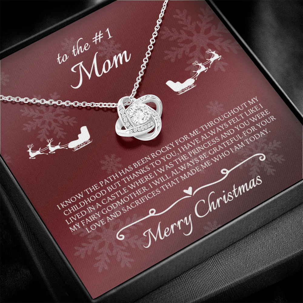 To The #1 Mom Merry Christmas From Daughter Love Knot Necklace To The #1 Mom Merry Christmas From Daughter Love Knot Necklace