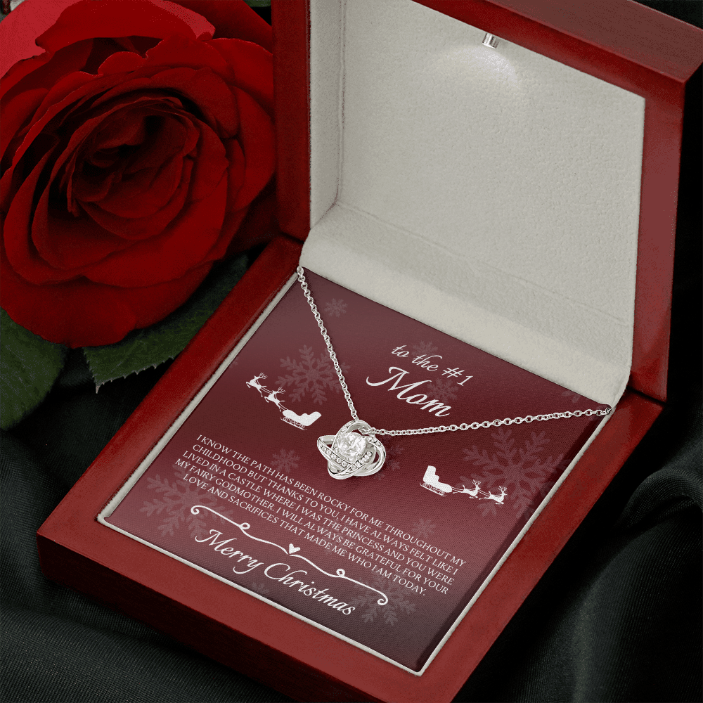 To The #1 Mom Merry Christmas From Daughter Love Knot Necklace To The #1 Mom Merry Christmas From Daughter Love Knot Necklace