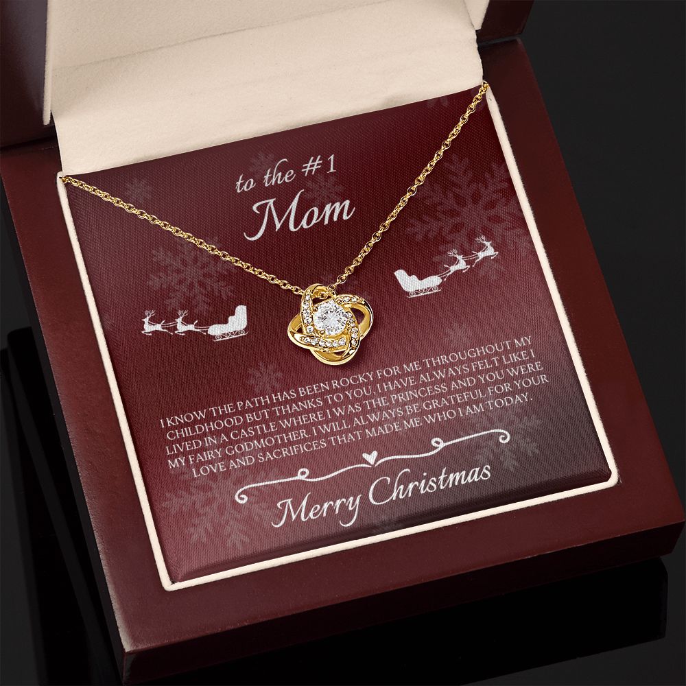 To The #1 Mom Merry Christmas From Daughter Love Knot Necklace To The #1 Mom Merry Christmas From Daughter Love Knot Necklace