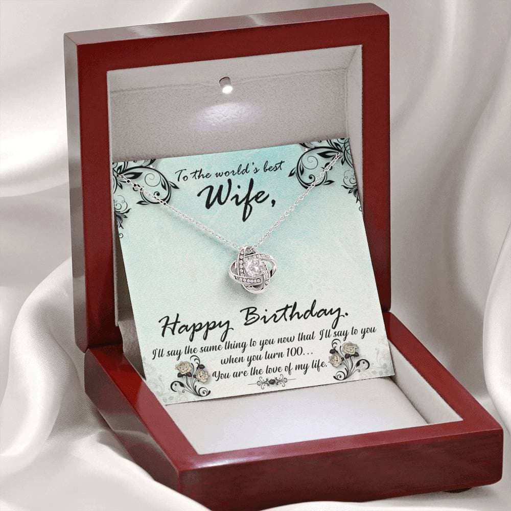 To The World's Best Wife Happy Birthday Love Knot Necklace To The World's Best Wife Happy Birthday Love Knot Necklace