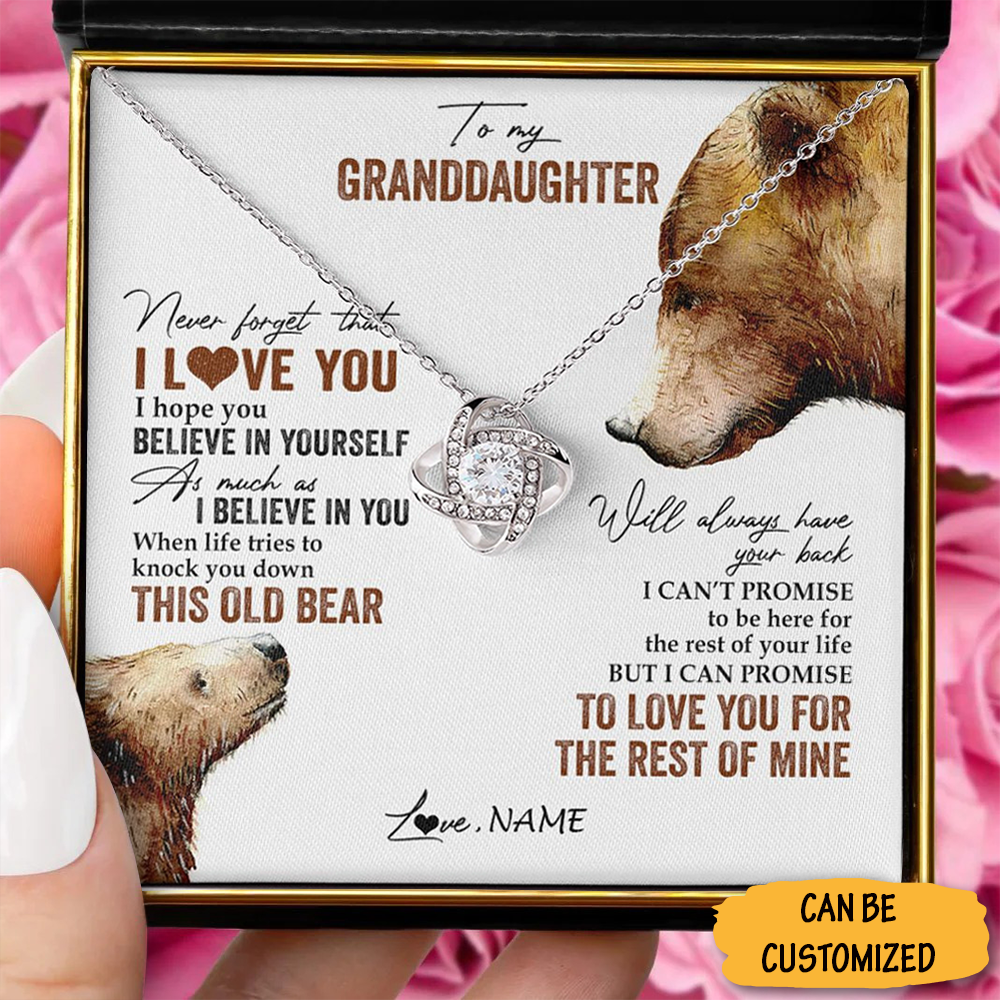 Custom Bear To My Granddaughter Necklace Love Knot Necklace Graduation Gifts For Granddaughter From Grandparents Custom Bear To My Granddaughter Necklace Love Knot Necklace Graduation Gifts For Granddaughter From Grandparents