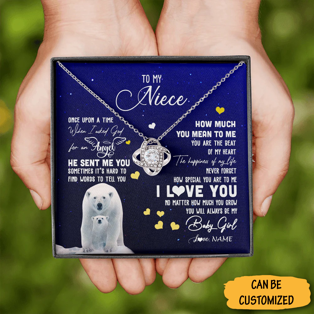 Custom Bear To My Niece Necklace Sterling Love Knot Necklace With Meaningful Messages Sentimental Gifts Custom Bear To My Niece Necklace Sterling Love Knot Necklace With Meaningful Messages Sentimental Gifts