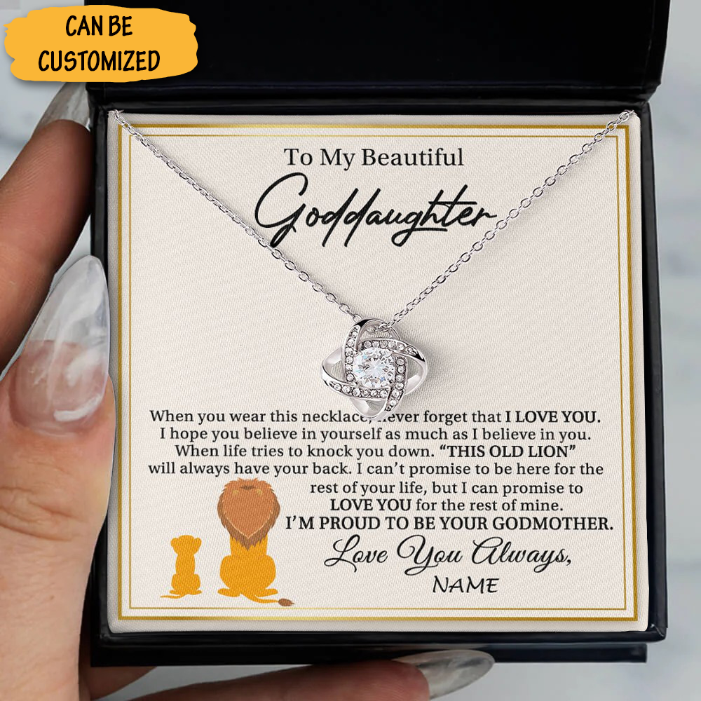 Custom Lion To My Goddaughter Necklace Silver Love Knot Necklace Keepsake Goddaughter Gifts From Godfather Custom Lion To My Goddaughter Necklace Silver Love Knot Necklace Keepsake Goddaughter Gifts From Godfather