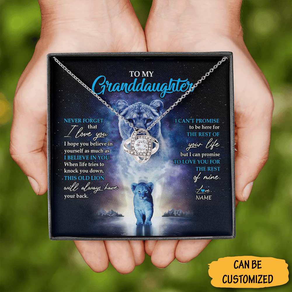 Custom Lion To My Granddaughter Necklace From Grandpa Love Knot Necklace Great Granddaughter Keepsakes Custom Lion To My Granddaughter Necklace From Grandpa Love Knot Necklace Great Granddaughter Keepsakes
