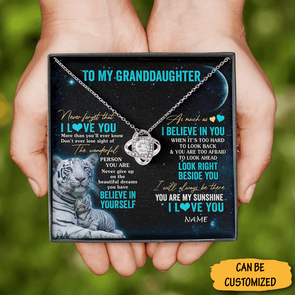 Custom Tiger To My Granddaughter Necklace Love Knot Necklace Sweet 16 Birthday Gifts For Granddaughter Custom Tiger To My Granddaughter Necklace Love Knot Necklace Sweet 16 Birthday Gifts For Granddaughter