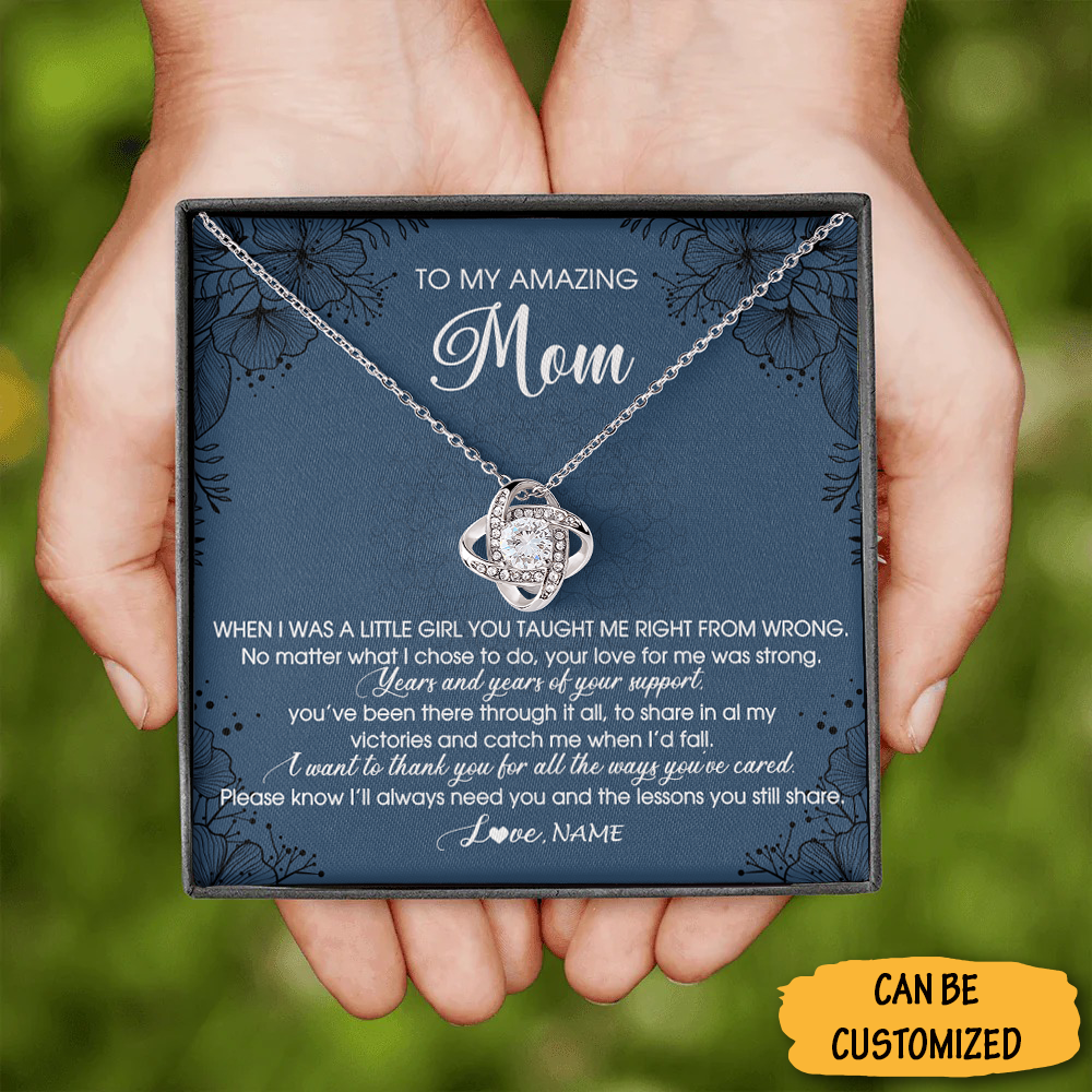 Custom To My Amazing Mom Necklace From Daughter Love Knot Silver Personalized Necklace For Mom Custom To My Amazing Mom Necklace From Daughter Love Knot Silver Personalized Necklace For Mom