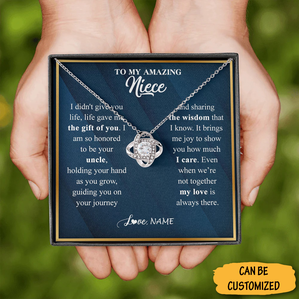 Custom To My Amazing Niece Necklace Love Knot Silver Necklace With Message Card Keepsake Gifts For Niece Custom To My Amazing Niece Necklace Love Knot Silver Necklace With Message Card Keepsake Gifts For Niece
