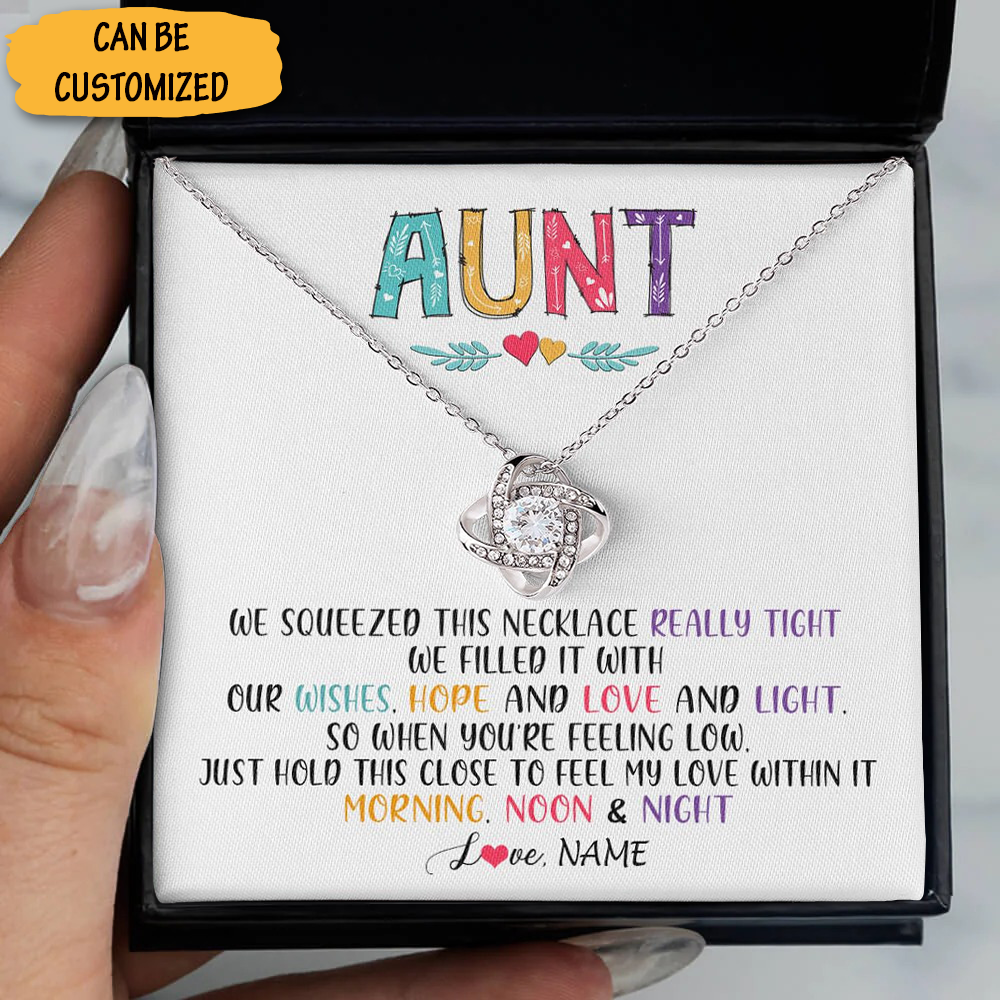 Custom To My Aunt Necklace Love Knot Silver Necklace With Meaningful Messages Favorite Aunt Gifts Custom To My Aunt Necklace Love Knot Silver Necklace With Meaningful Messages Favorite Aunt Gifts
