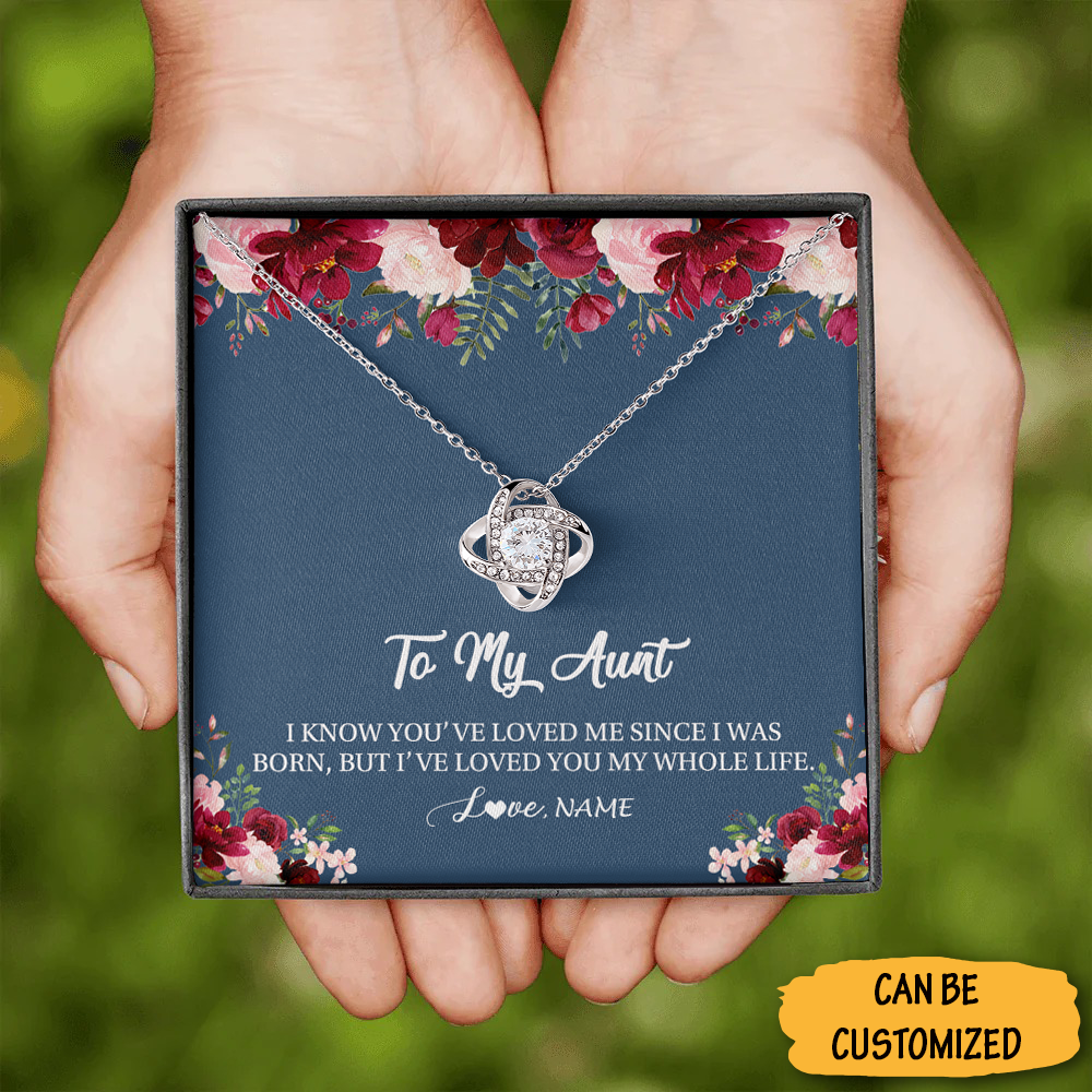 Custom To My Aunt Sterling Silver Love Knot Necklace Love Message Necklace Auntie Keepsake Christmas Gifts Custom To My Aunt Sterling Silver Love Knot Necklace Love Message Necklace Auntie Keepsake Christmas Gifts
