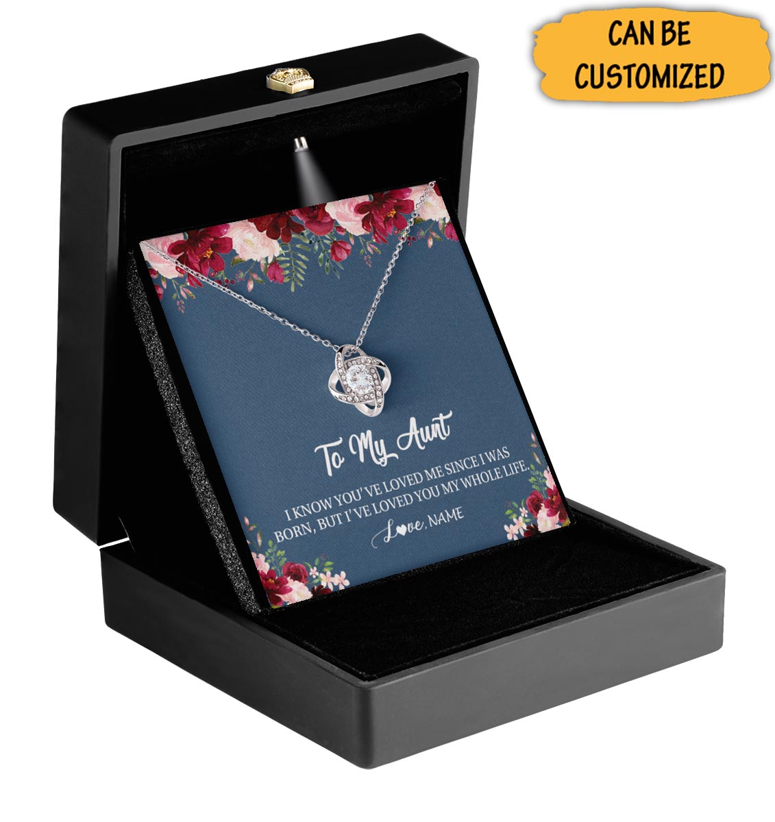 Custom To My Aunt Sterling Silver Love Knot Necklace Love Message Necklace Auntie Keepsake Christmas Gifts Custom To My Aunt Sterling Silver Love Knot Necklace Love Message Necklace Auntie Keepsake Christmas Gifts