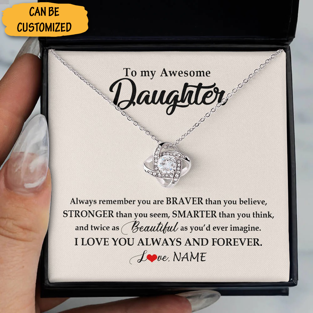 Custom To My Awesome Daughter Necklace Sterling Silver Love Knot Necklace Gifts For Adult Daughters Christmas Custom To My Awesome Daughter Necklace Sterling Silver Love Knot Necklace Gifts For Adult Daughters Christmas