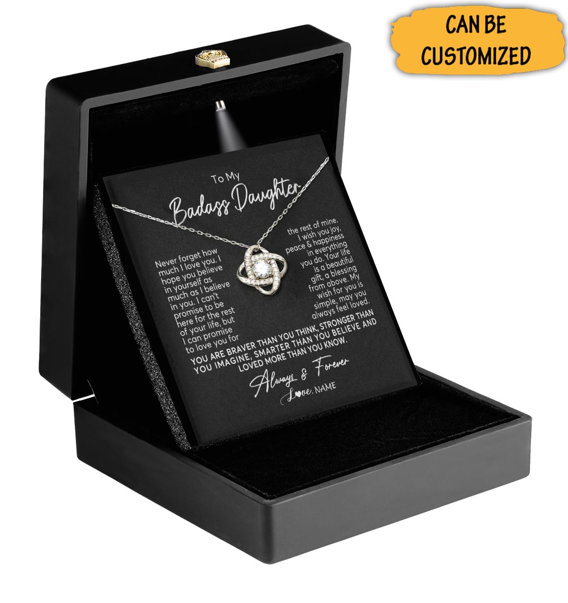 Custom To My Badass Daughter Necklace From Mom Dad Sterling Silver Love Knot Necklace Sentimental Gifts Custom To My Badass Daughter Necklace From Mom Dad Sterling Silver Love Knot Necklace Sentimental Gifts