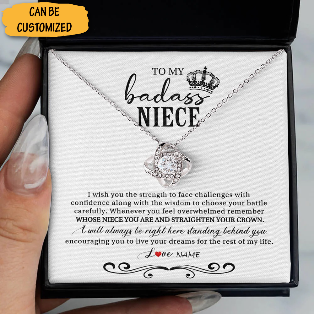 Custom To My Badass Niece Necklace Sterling Silver Love Knot Necklace Personalized Gifts For Nieces Xmas Custom To My Badass Niece Necklace Sterling Silver Love Knot Necklace Personalized Gifts For Nieces Xmas