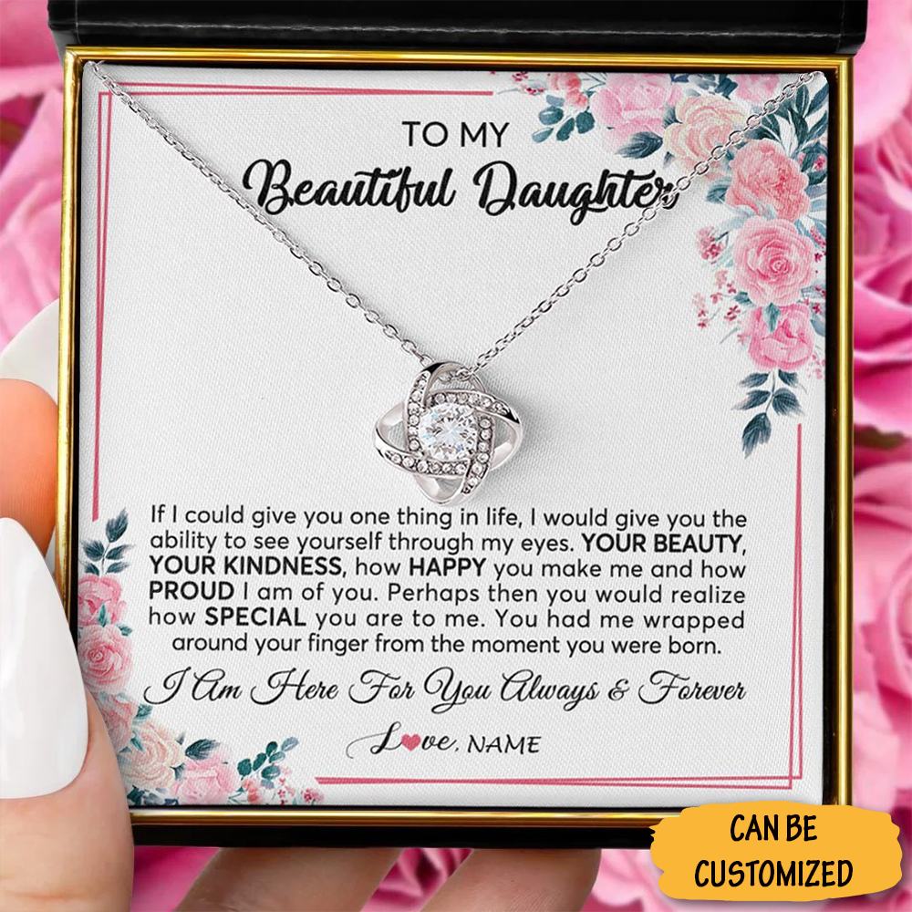 Custom To My Beautiful Daughter Necklace Love Knot Necklace Last Minute Birthday Gifts For Daughter Custom To My Beautiful Daughter Necklace Love Knot Necklace Last Minute Birthday Gifts For Daughter