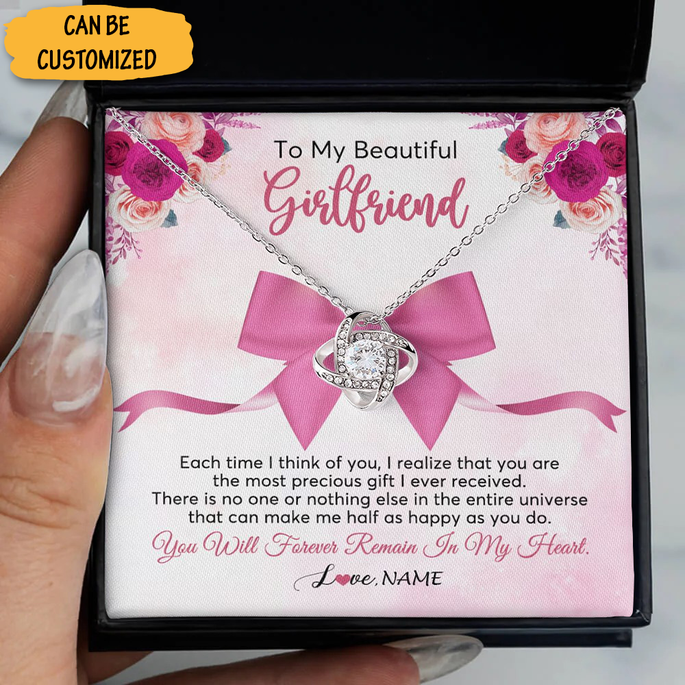 Custom To My Beautiful Fiancee Necklace Love Knot Pendant Necklace Best Christmas Gifts For Fiancee Custom To My Beautiful Fiancee Necklace Love Knot Pendant Necklace Best Christmas Gifts For Fiancee