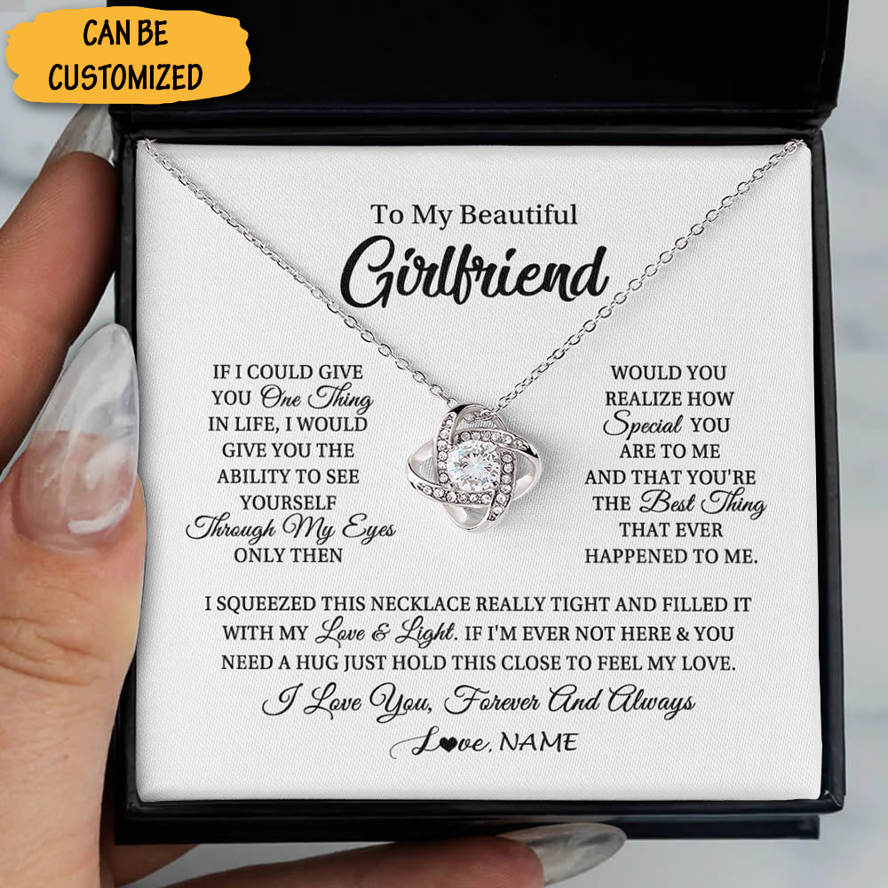 Custom To My Beautiful Girlfriend I Love You Necklace Love Knot Necklace Good Christmas Gifts For Girlfriend Custom To My Beautiful Girlfriend I Love You Necklace Love Knot Necklace Good Christmas Gifts For Girlfriend