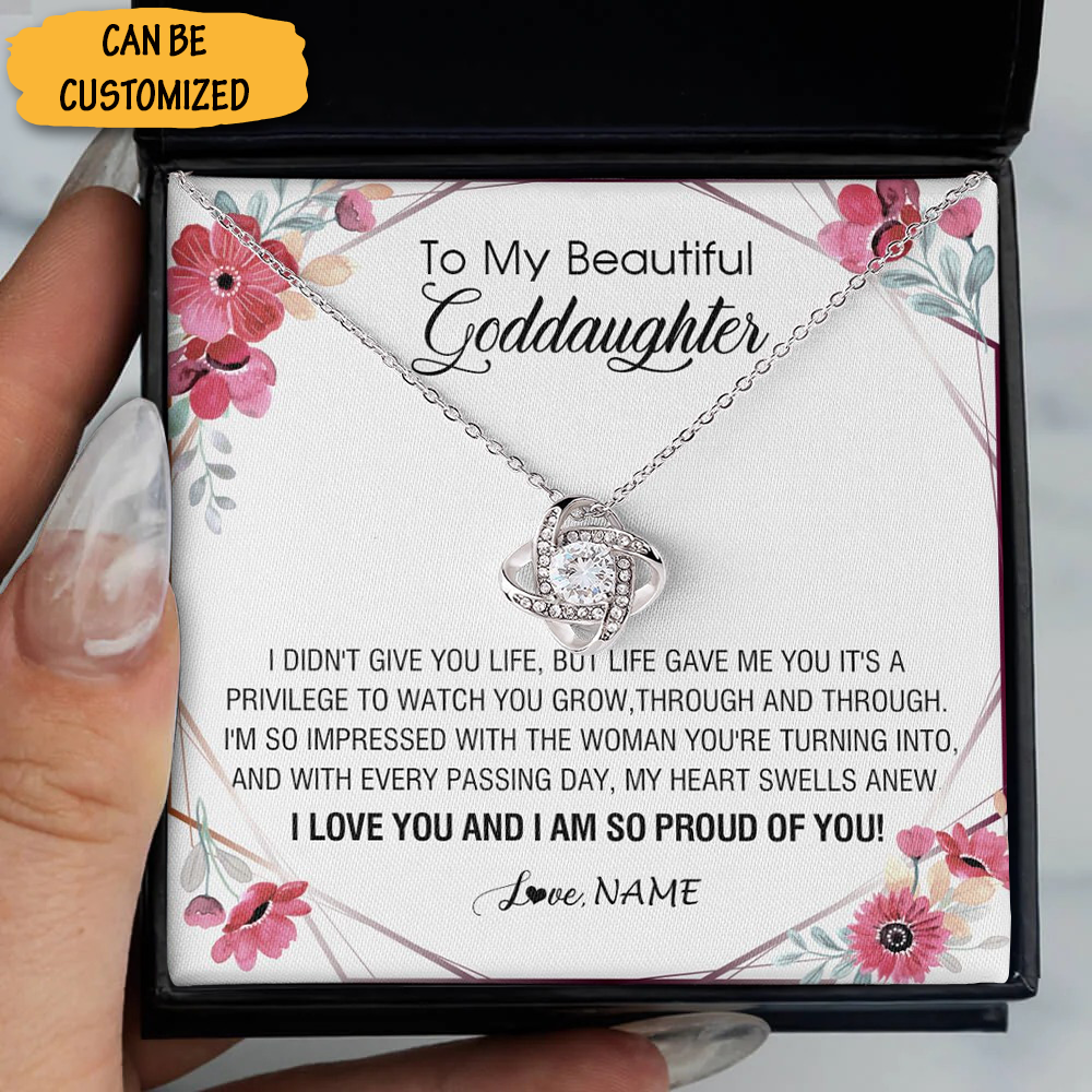 Custom To My Beautiful Goddaughter Necklace Love Knot Necklace Godmother Godfather To Goddaughter Jewelry Gifts Custom To My Beautiful Goddaughter Necklace Love Knot Necklace Godmother Godfather To Goddaughter Jewelry Gifts