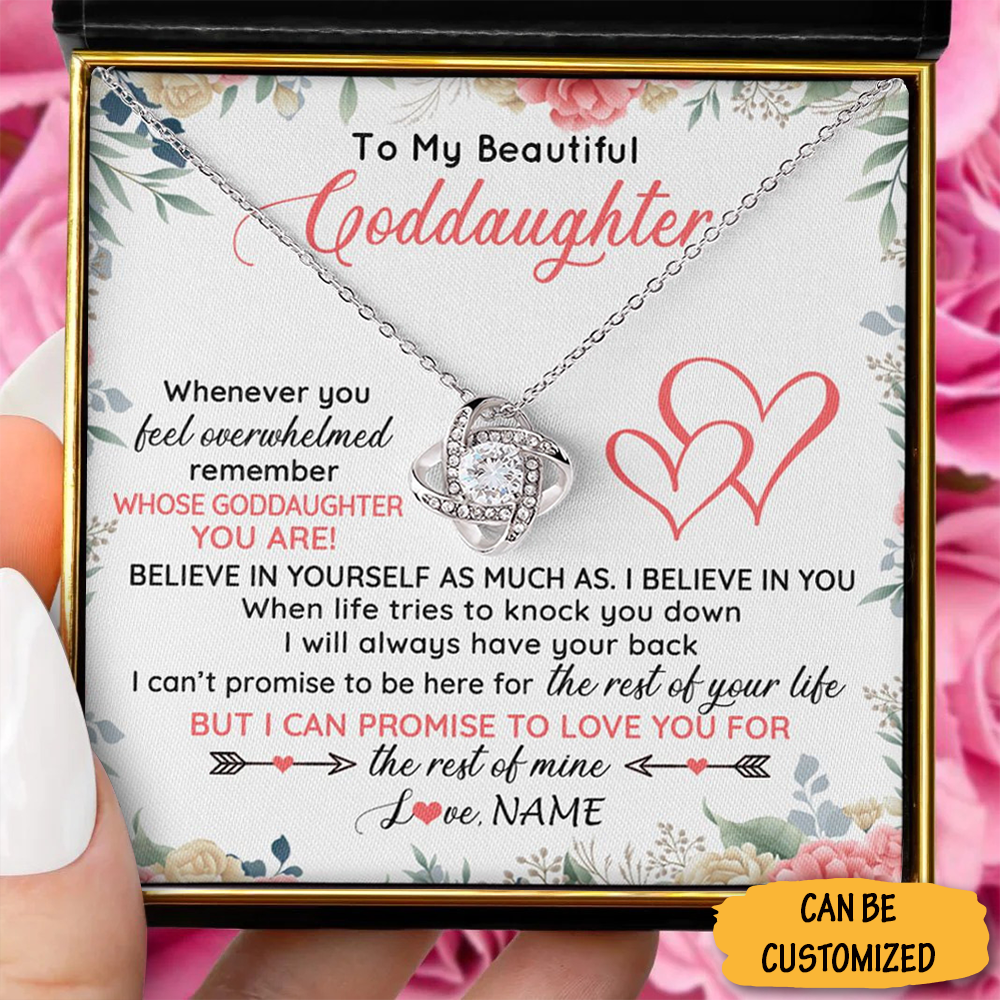 Custom To My Beautiful Goddaughter Necklace Silver Love Knot Pendant Necklace Goddaughter Gifts For Baptism Custom To My Beautiful Goddaughter Necklace Silver Love Knot Pendant Necklace Goddaughter Gifts For Baptism