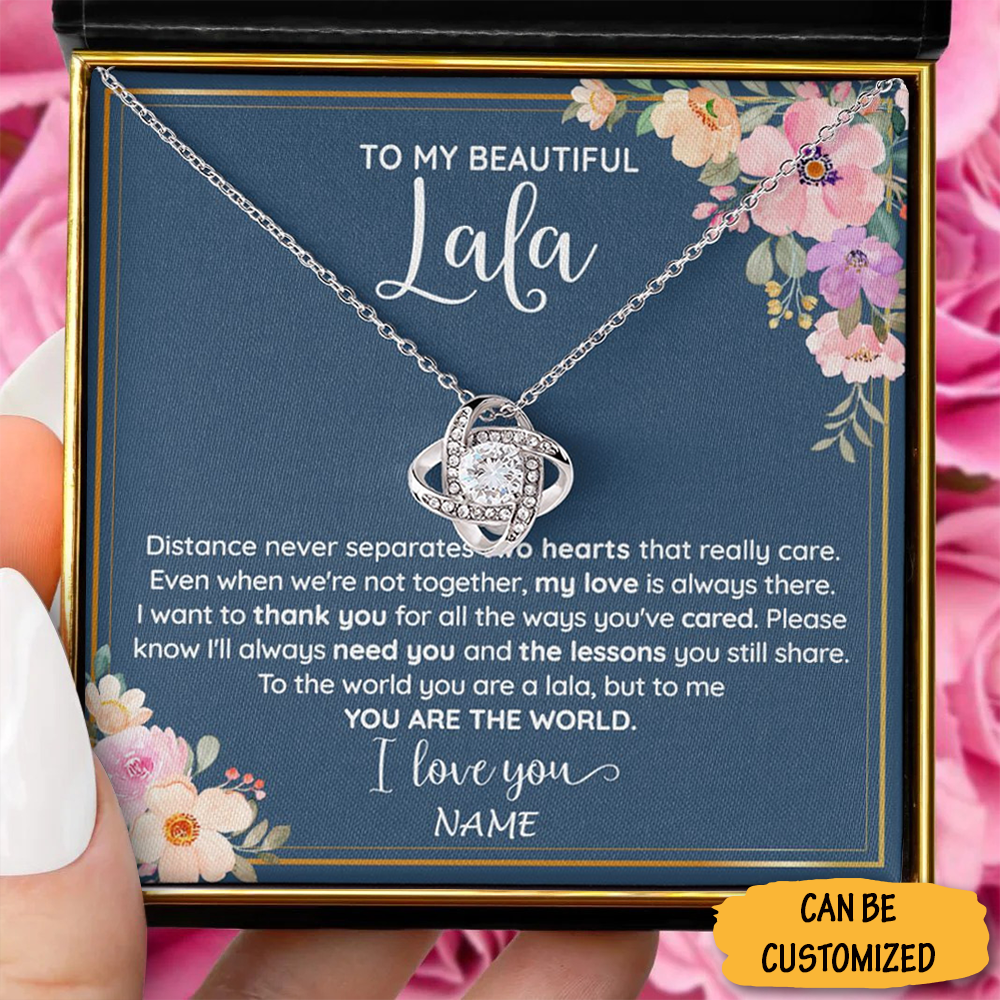 Custom To My Beautiful Lala Necklace Sterling Silver Love Knot Necklace Christmas Gifts For La La Grandma Custom To My Beautiful Lala Necklace Sterling Silver Love Knot Necklace Christmas Gifts For La La Grandma