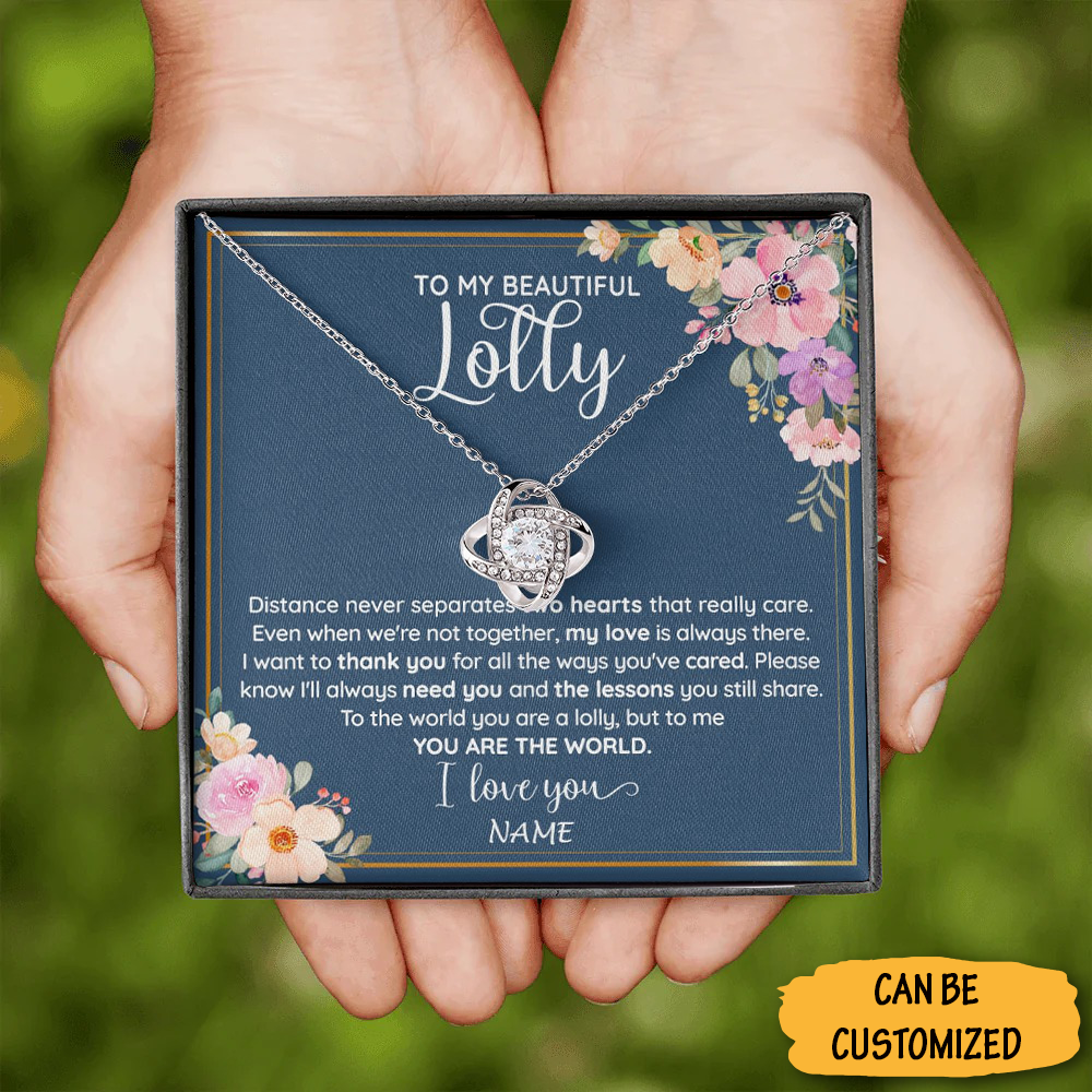 Custom To My Beautiful Lolly Necklace Sterling Silver Love Knot Necklace Christmas Lolly Grandmother Gifts Custom To My Beautiful Lolly Necklace Sterling Silver Love Knot Necklace Christmas Lolly Grandmother Gifts