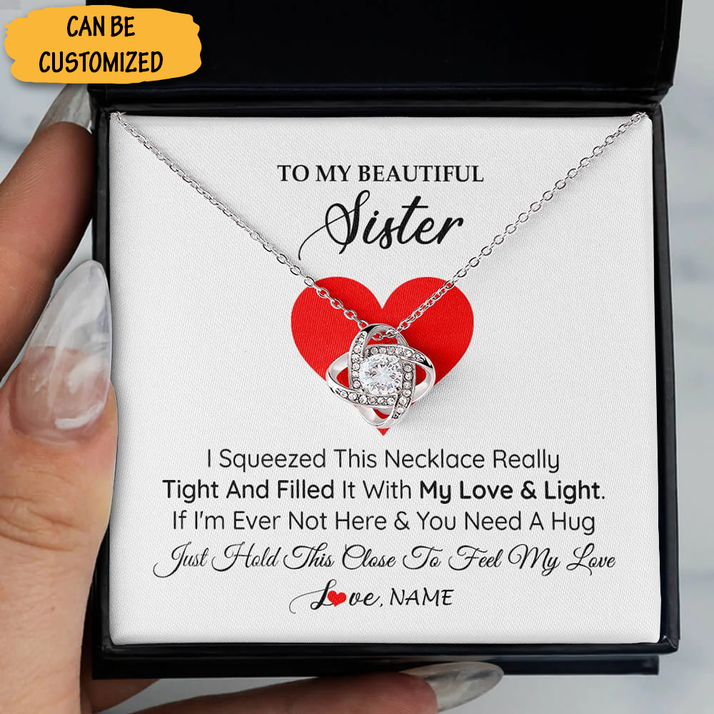 Custom To My Beautiful Sister Necklace With Message Card Love Knot Necklace Best Big Sister Gifts Custom To My Beautiful Sister Necklace With Message Card Love Knot Necklace Best Big Sister Gifts