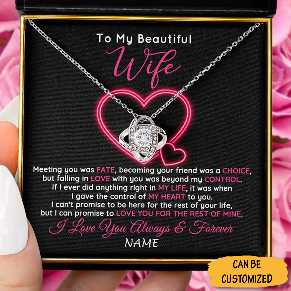 Custom To My Beautiful Wife Necklace Sterling Silver Love Knot Necklace Surprise Gift For Wife On Anniversary Custom To My Beautiful Wife Necklace Sterling Silver Love Knot Necklace Surprise Gift For Wife On Anniversary