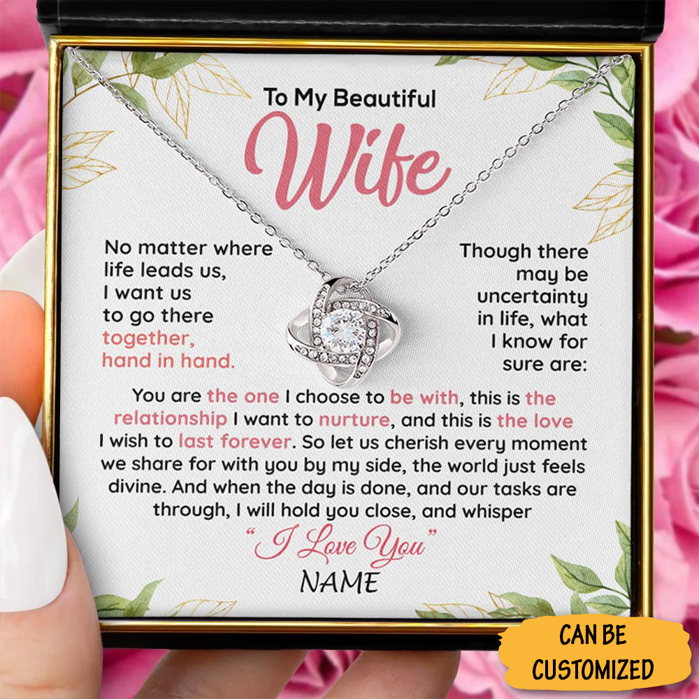 Custom To My Beautiful Wife Necklace Sterling Silver Love Knot Necklace Unique Anniversary Gift For Wife Custom To My Beautiful Wife Necklace Sterling Silver Love Knot Necklace Unique Anniversary Gift For Wife