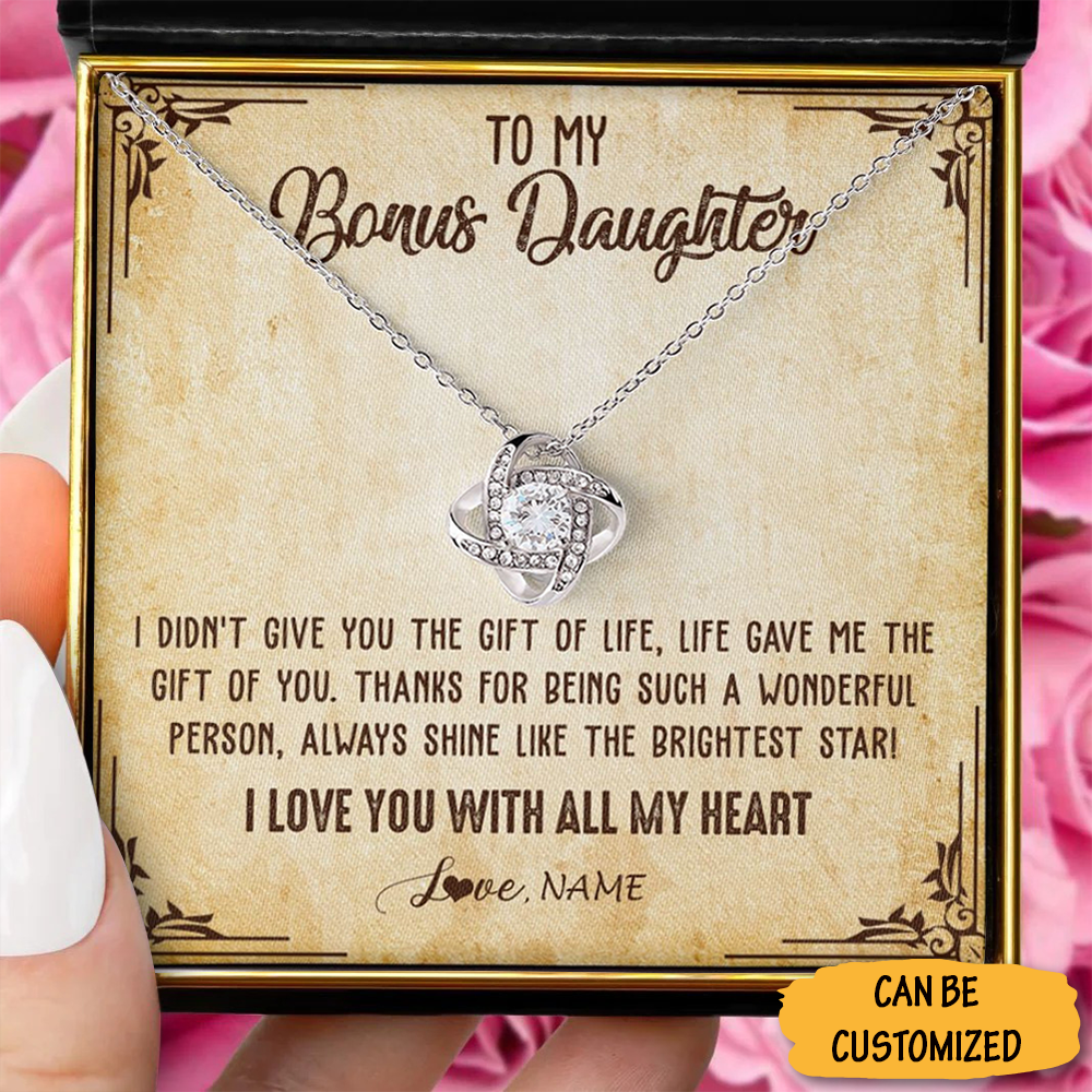 Custom To My Bonus Daughter Necklace Sterling Silver Love Knot Necklace Bonus Daughter Graduation Gifts Keepsake Custom To My Bonus Daughter Necklace Sterling Silver Love Knot Necklace Bonus Daughter Graduation Gifts Keepsake