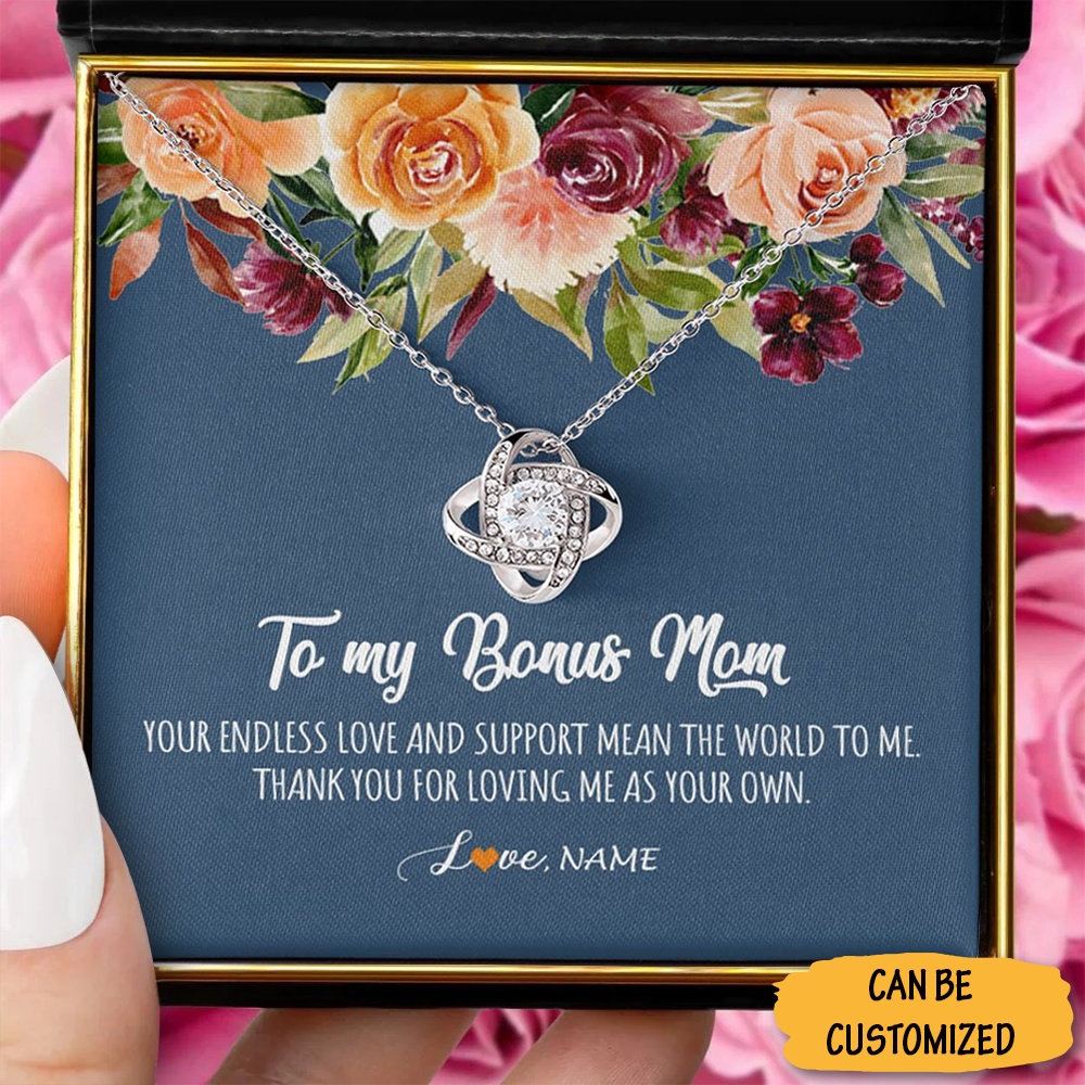Custom To My Bonus Mom Necklace Sterling Silver Love Knot Necklace Best Bonus Mom Gifts Christmas Custom To My Bonus Mom Necklace Sterling Silver Love Knot Necklace Best Bonus Mom Gifts Christmas