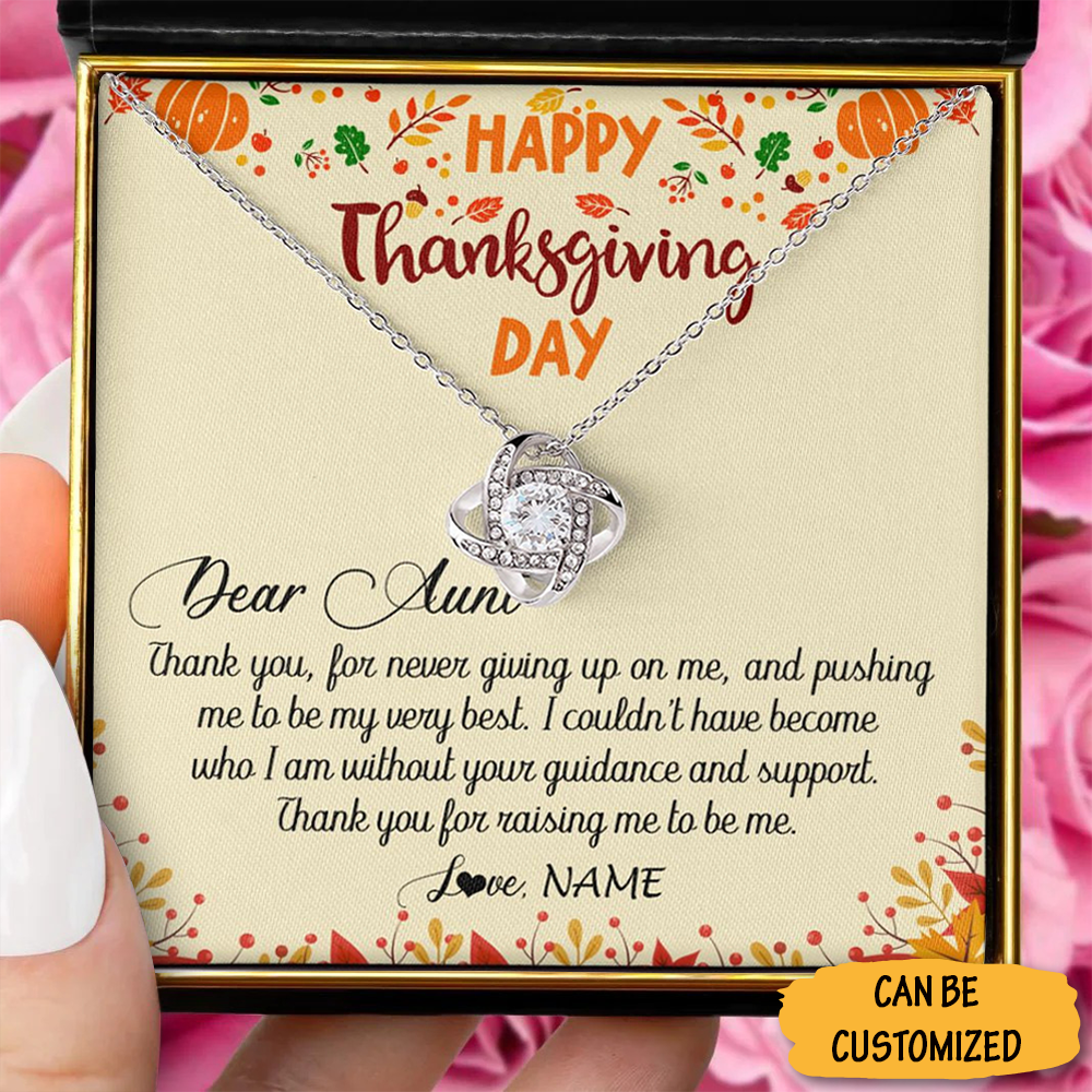 Personalized Happy Thanksgiving Day To My Aunt Necklace Love Knot Necklace Family Thanksgiving Gifts For Auntie Personalized Happy Thanksgiving Day To My Aunt Necklace Love Knot Necklace Family Thanksgiving Gifts For Auntie