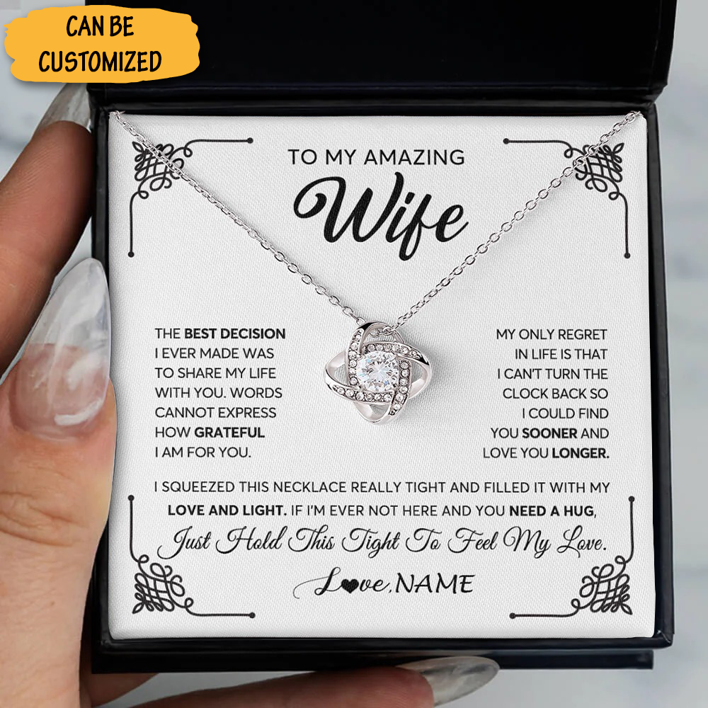 Personalized To My Amazing Wife Necklace Love Knot Silver Necklace Valentine Christmas Special Gift For Wife Personalized To My Amazing Wife Necklace Love Knot Silver Necklace Valentine Christmas Special Gift For Wife