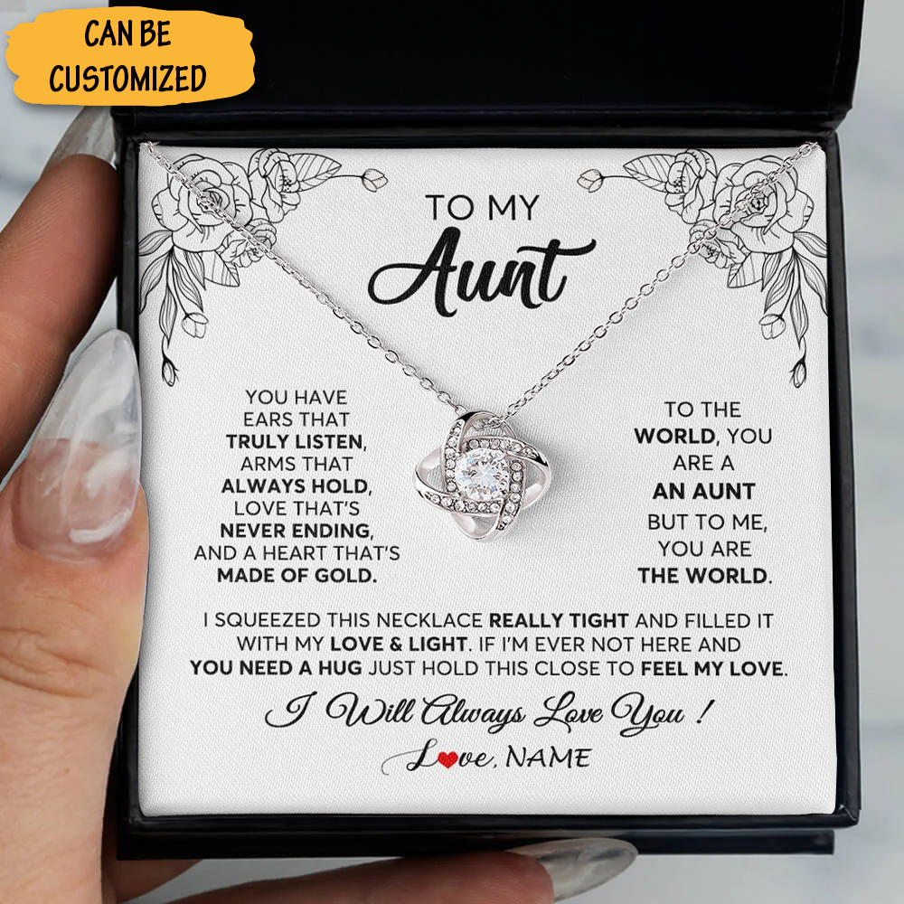 Personalized To My Aunt Necklace Love Knot Silver Necklace With Message Card Gifts For Elderly Aunt Personalized To My Aunt Necklace Love Knot Silver Necklace With Message Card Gifts For Elderly Aunt