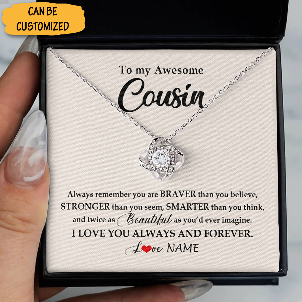 Personalized To My Awesome Cousin Necklace Sterling Silver Love Knot Necklace Best Wedding Gift For Cousin Sister Personalized To My Awesome Cousin Necklace Sterling Silver Love Knot Necklace Best Wedding Gift For Cousin Sister