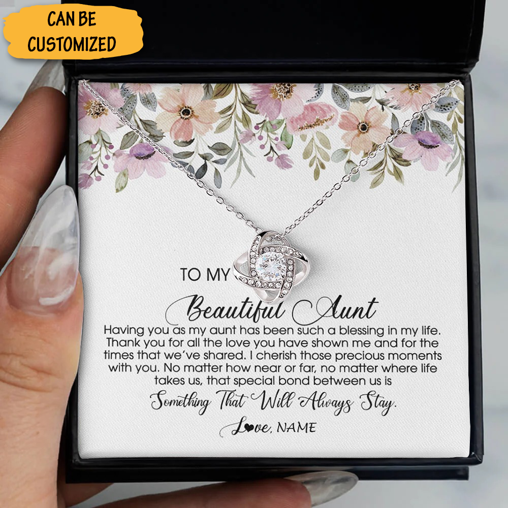 Personalized To My Beautiful Aunt Necklace From Niece Nephew Love Knot Silver Necklace Gifts To Get Your Aunt Personalized To My Beautiful Aunt Necklace From Niece Nephew Love Knot Silver Necklace Gifts To Get Your Aunt