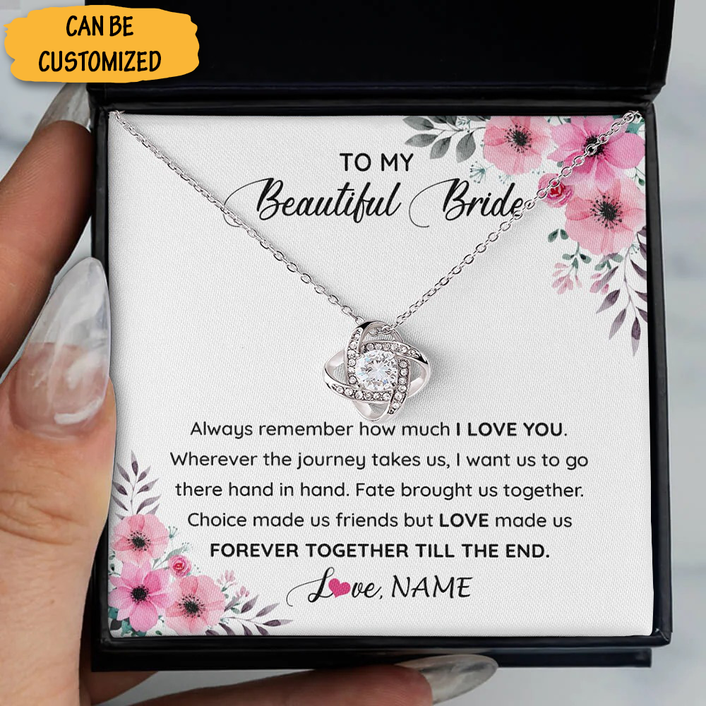 Personalized To My Beautiful Bride Necklace Love Knot Silver Necklace Wedding Gift For Wife From Groom Personalized To My Beautiful Bride Necklace Love Knot Silver Necklace Wedding Gift For Wife From Groom