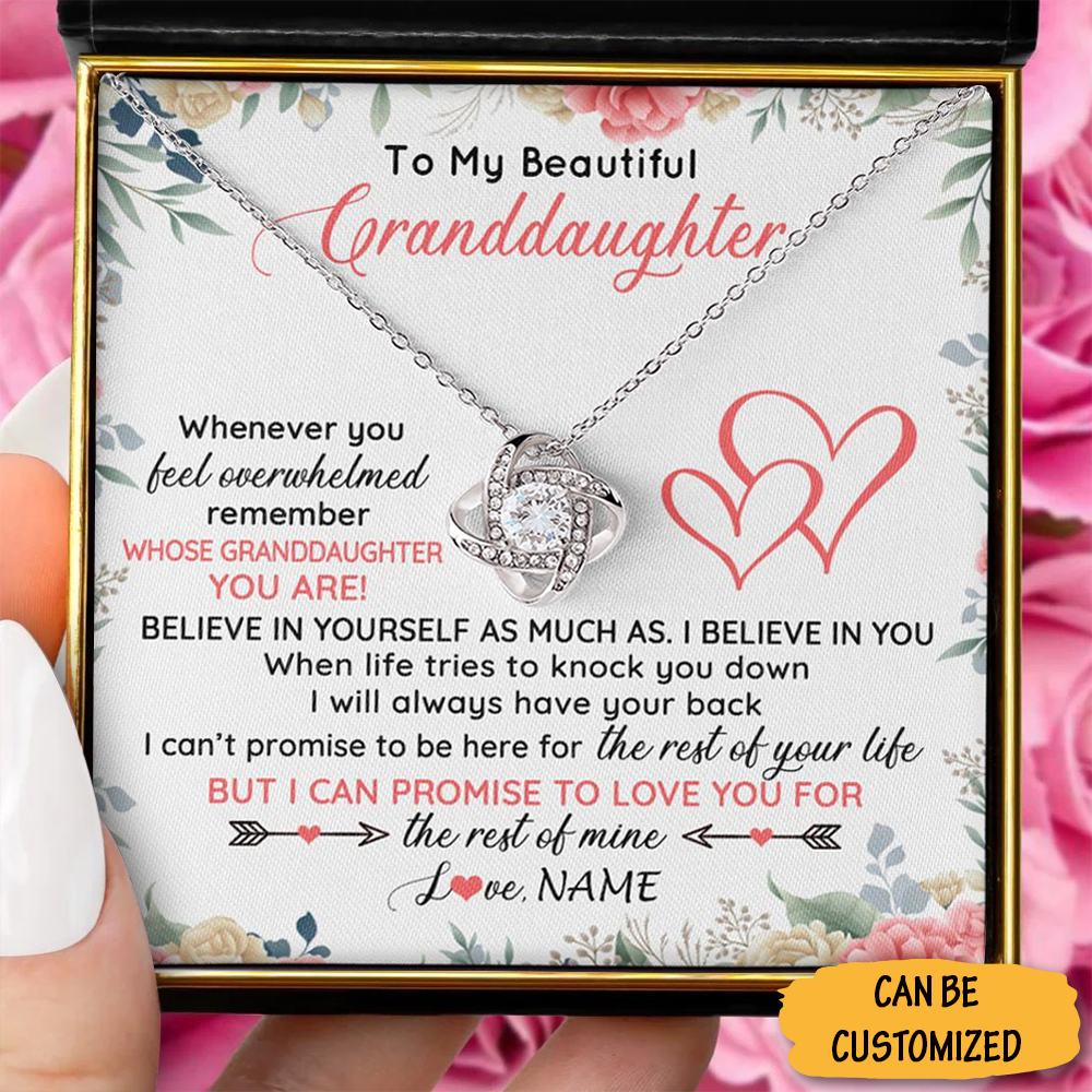 Personalized To My Beautiful Granddaughter Necklace From Grandma Grandpa Love Knot Silver Necklace With Messages Personalized To My Beautiful Granddaughter Necklace From Grandma Grandpa Love Knot Silver Necklace With Messages