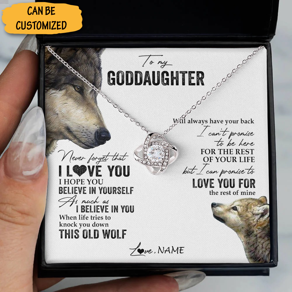 Personalized Wolf To My Goddaughter Necklace Love Knot Necklace Goddaughter Gift From Godfather Personalized Wolf To My Goddaughter Necklace Love Knot Necklace Goddaughter Gift From Godfather