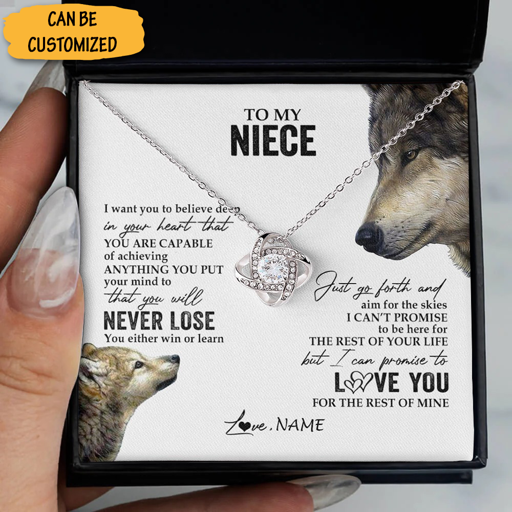 Personalized Wolf To My Niece Necklace From Uncle Love Knot Necklace Jewelry Keepsake Gifts Personalized Wolf To My Niece Necklace From Uncle Love Knot Necklace Jewelry Keepsake Gifts