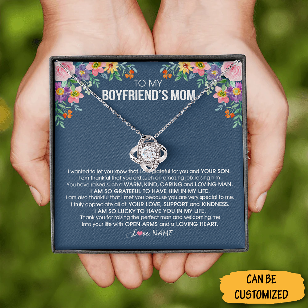 Custom To My Boyfriend's Mom Necklace Sterling Silver Love Knot Necklace Birthday Gifts For Boyfriends Mom Custom To My Boyfriend's Mom Necklace Sterling Silver Love Knot Necklace Birthday Gifts For Boyfriends Mom