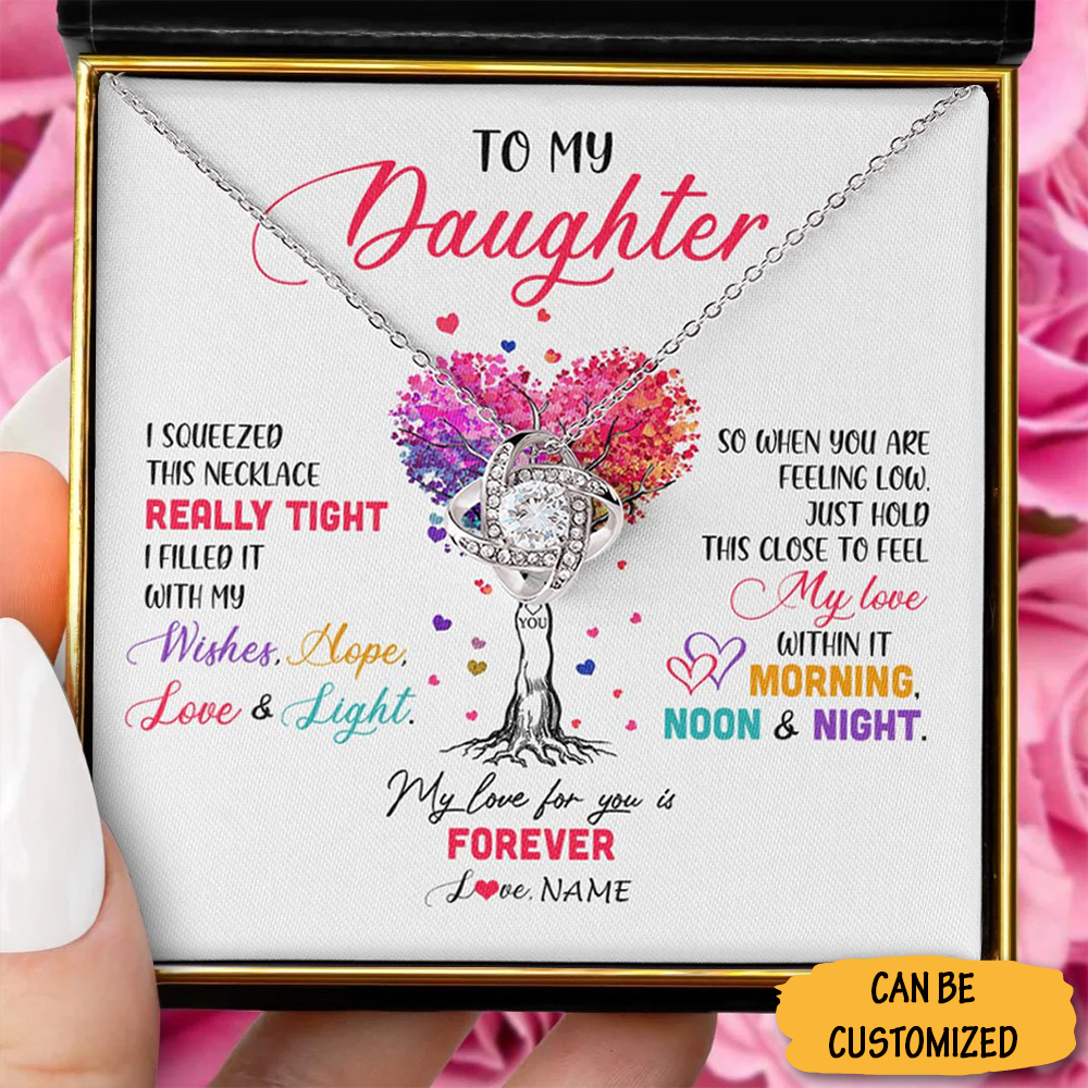 Custom To My Daughter Necklace Sterling Silver Love Knot Necklace Graduation Gift To Daughter From Mom Custom To My Daughter Necklace Sterling Silver Love Knot Necklace Graduation Gift To Daughter From Mom