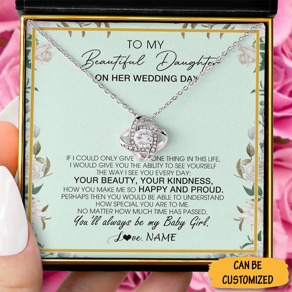 Custom To My Daughter On Her Wedding Day Necklace Silver Love Knot Necklace Special Gift To Daughter On Wedding Day Custom To My Daughter On Her Wedding Day Necklace Silver Love Knot Necklace Special Gift To Daughter On Wedding Day
