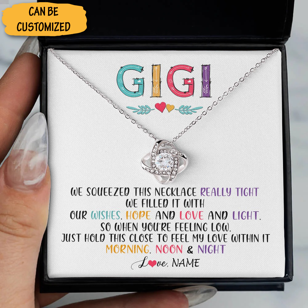 Custom To My Gigi Necklace Love Knot Silver Necklace With Meaningful Messages Card Gigi Grandmother Gifts Custom To My Gigi Necklace Love Knot Silver Necklace With Meaningful Messages Card Gigi Grandmother Gifts