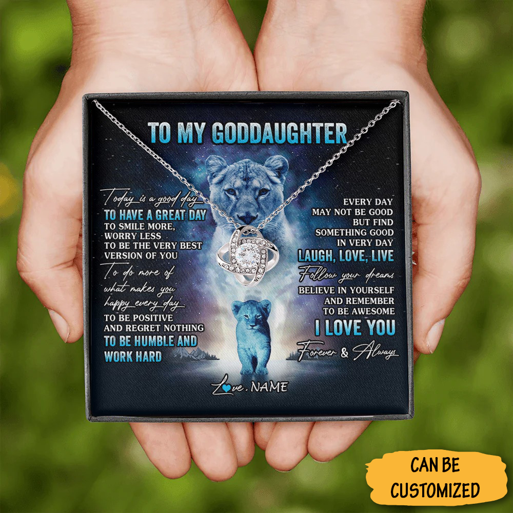 Custom To My Goddaughter Love Knot Necklace Message For Giving A Necklace To Goddaughter From Godfather Custom To My Goddaughter Love Knot Necklace Message For Giving A Necklace To Goddaughter From Godfather