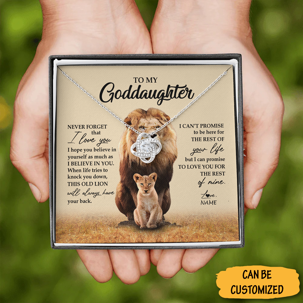 Custom To My Goddaughter Love knot Necklace This Old Lion Never Forget That I Love You Goddaughter Gifts From Godfather Custom To My Goddaughter Love knot Necklace This Old Lion Never Forget That I Love You Goddaughter Gifts From Godfather